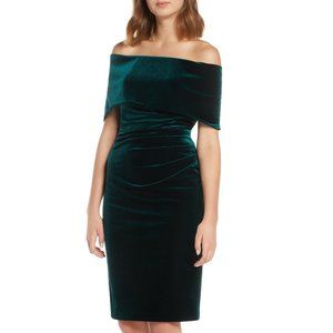 Vince Camuto Green Velvet Off the Shoulder Dress Size 4